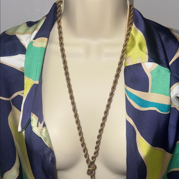 Chico’s Gold Tone Rope Chain Tassel Lariat Necklace Adjustable (BR666/7) - Picture 4 of 11